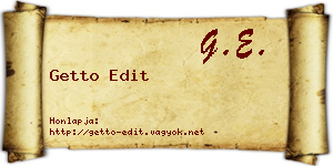 Getto Edit névjegykártya